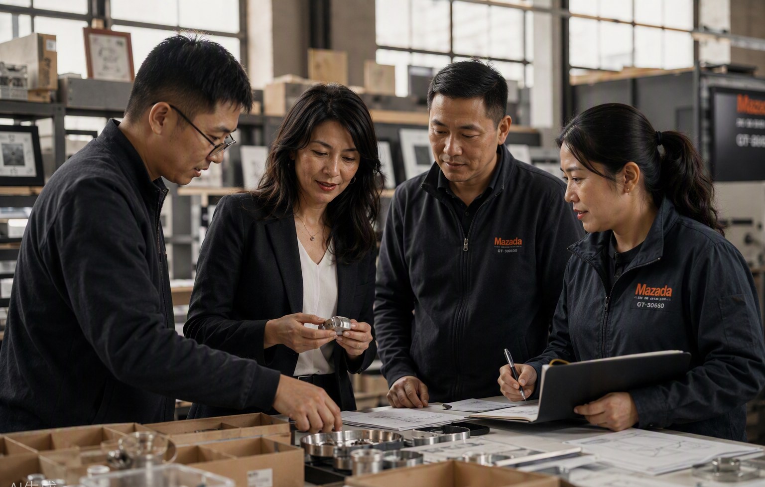 Equipo de inspección de Ana Xu revisando producto en Guangdong